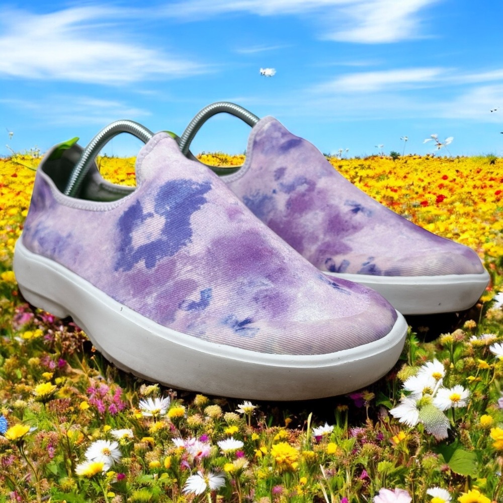 OOFOS‎ Ooahh Luxe Tie Dye Purple White Comfort Slide Women's W11 / EU42